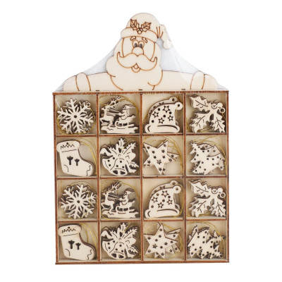 Dřevěné Vánoční ozdoby, sada 48 ks