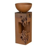 Kovový květináč s podstavcem, patinová rez